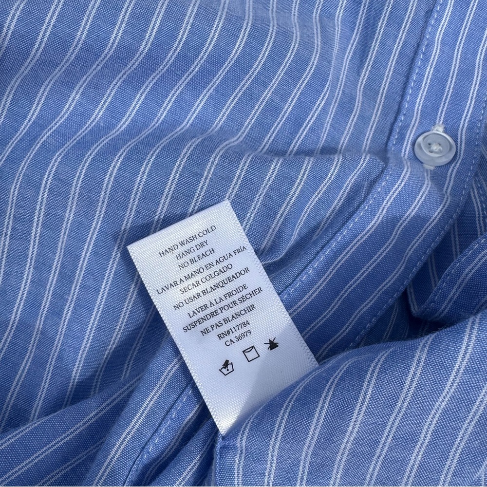 NWT Rails Lizzi Button Front Pinstriped Ruffle Trim Blouse Top Coastal Size M - Picture 6 of 9